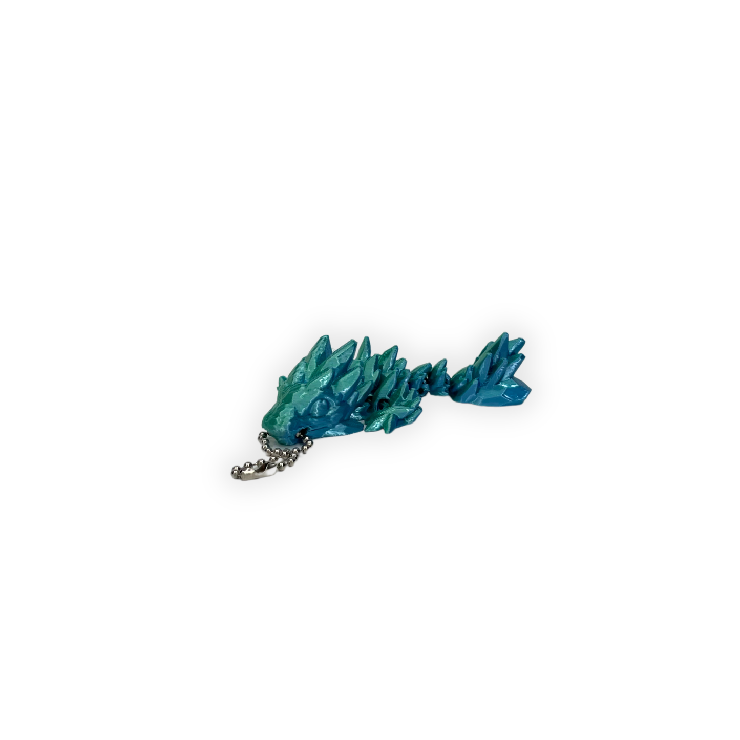 Nyckelring – Turkos gemstonedrake 3D printad