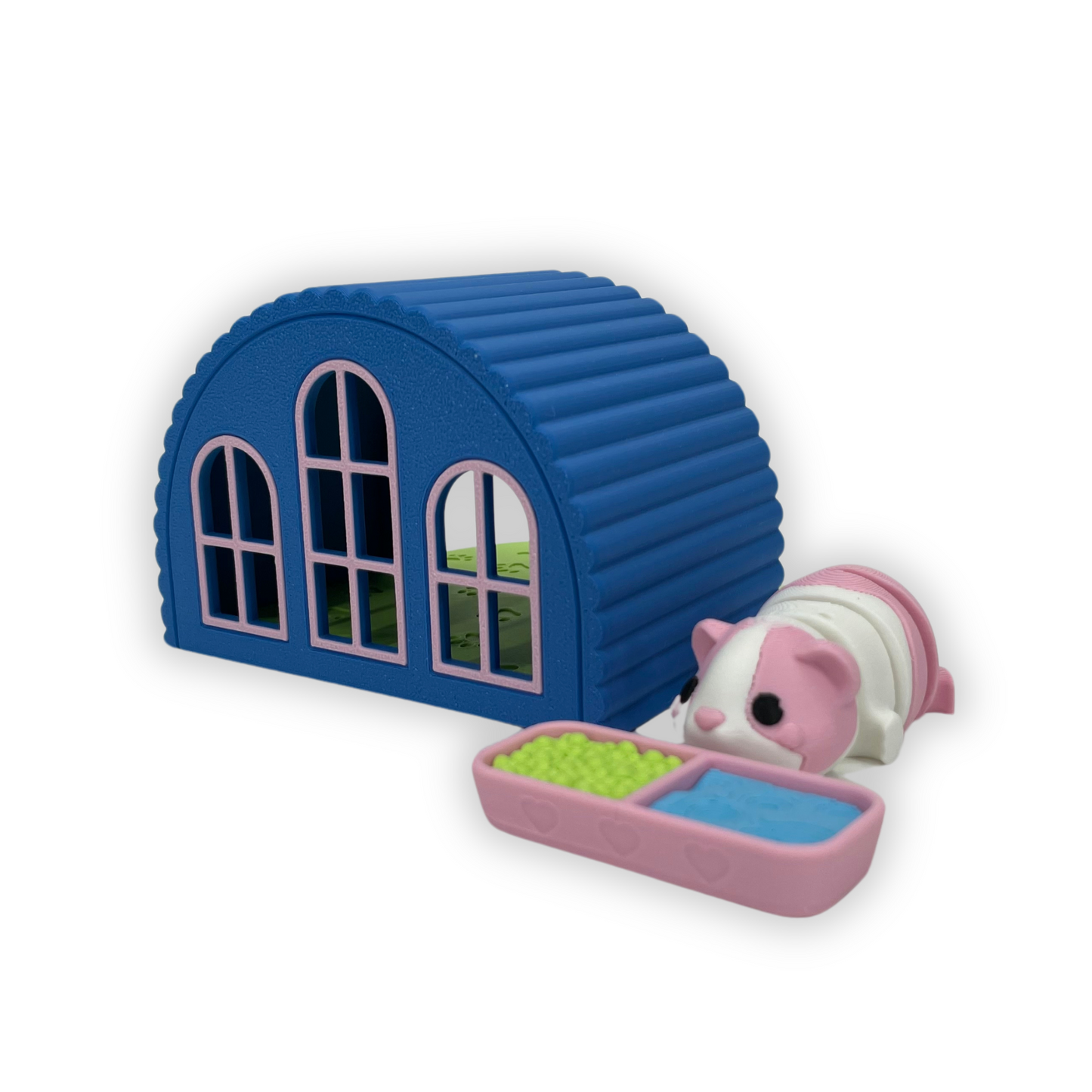 Hus med marsvin och matskål 3D-printad