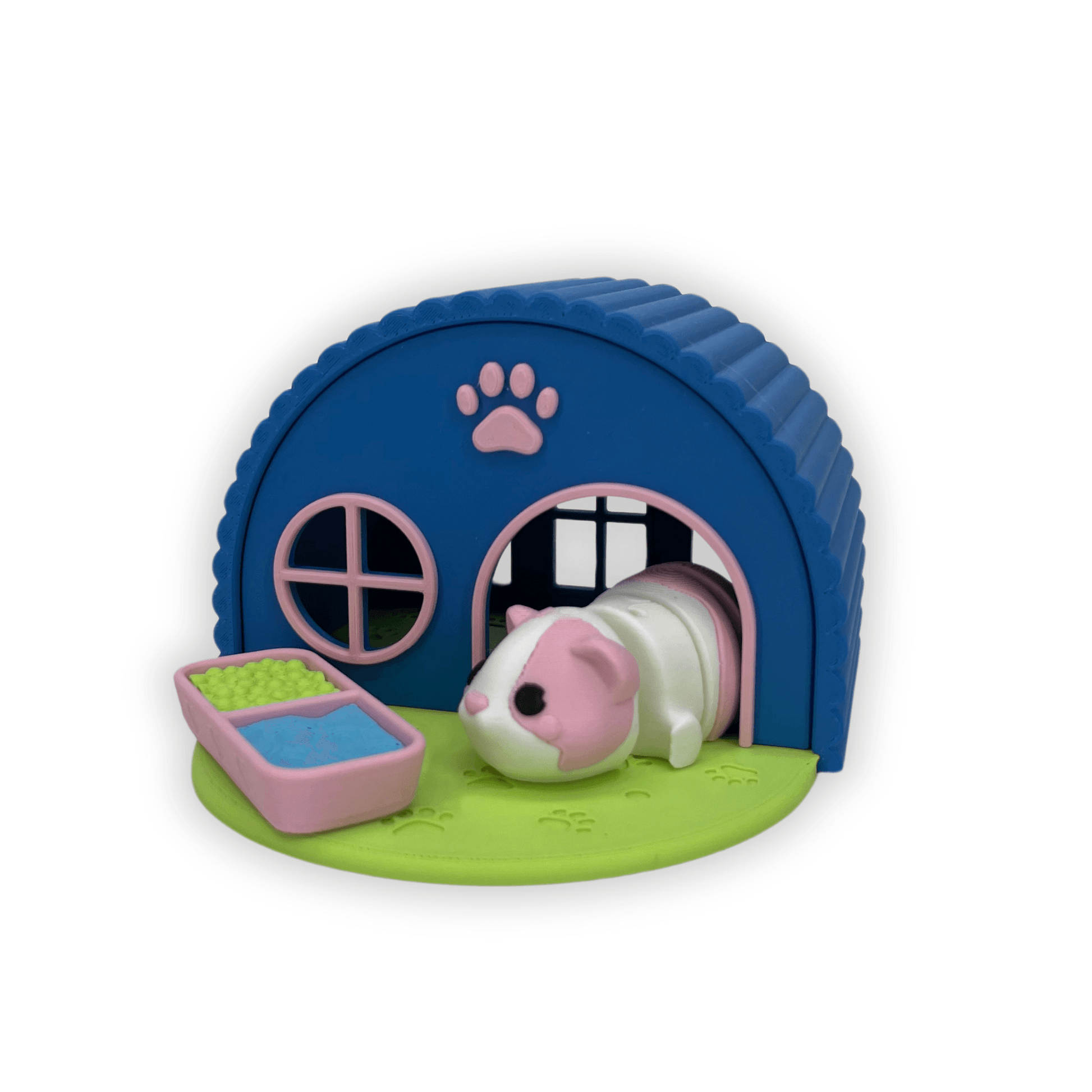 Hus med marsvin och matskål 3D-printad - Figurfabriken3D