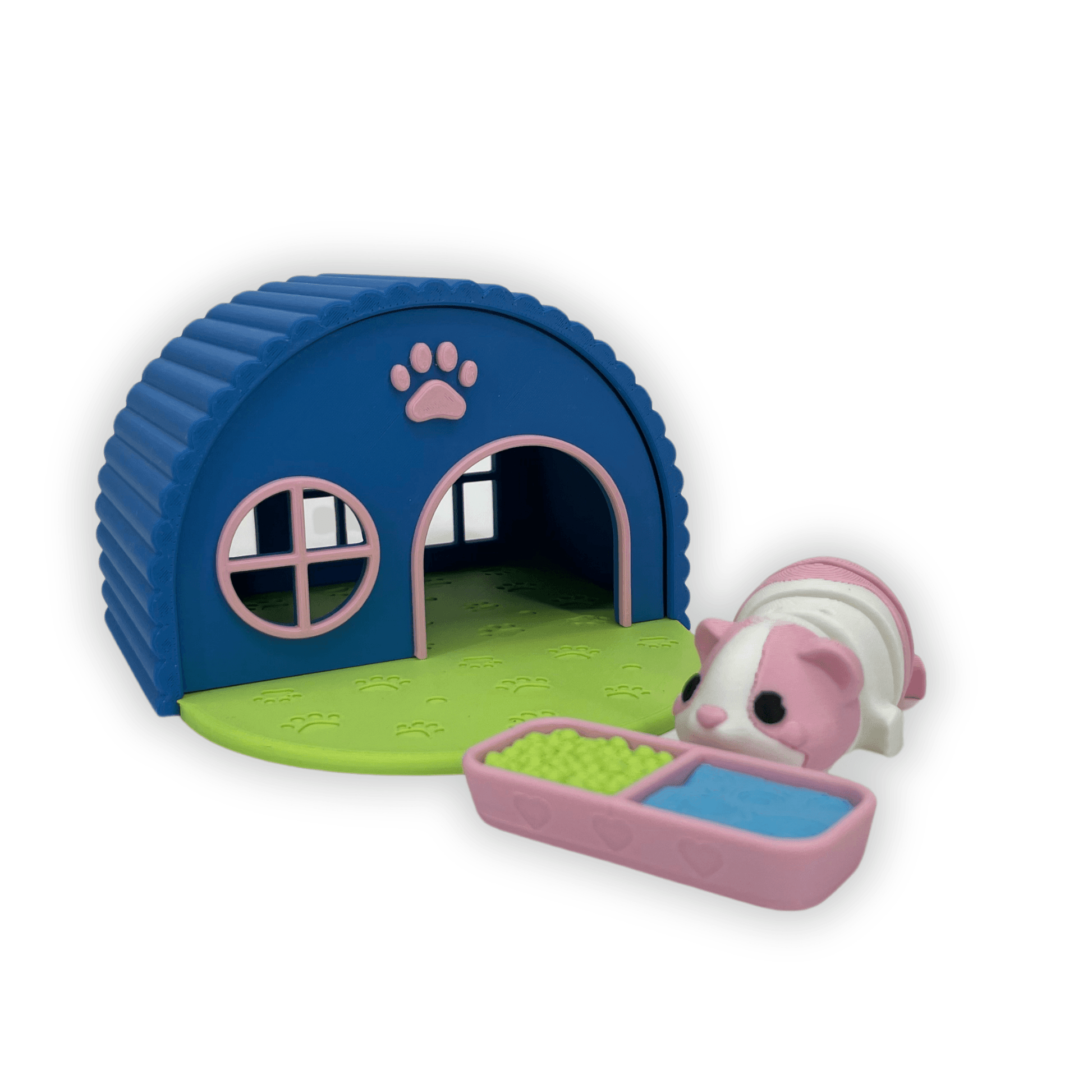 Hus med marsvin och matskål 3D-printad - Figurfabriken3D