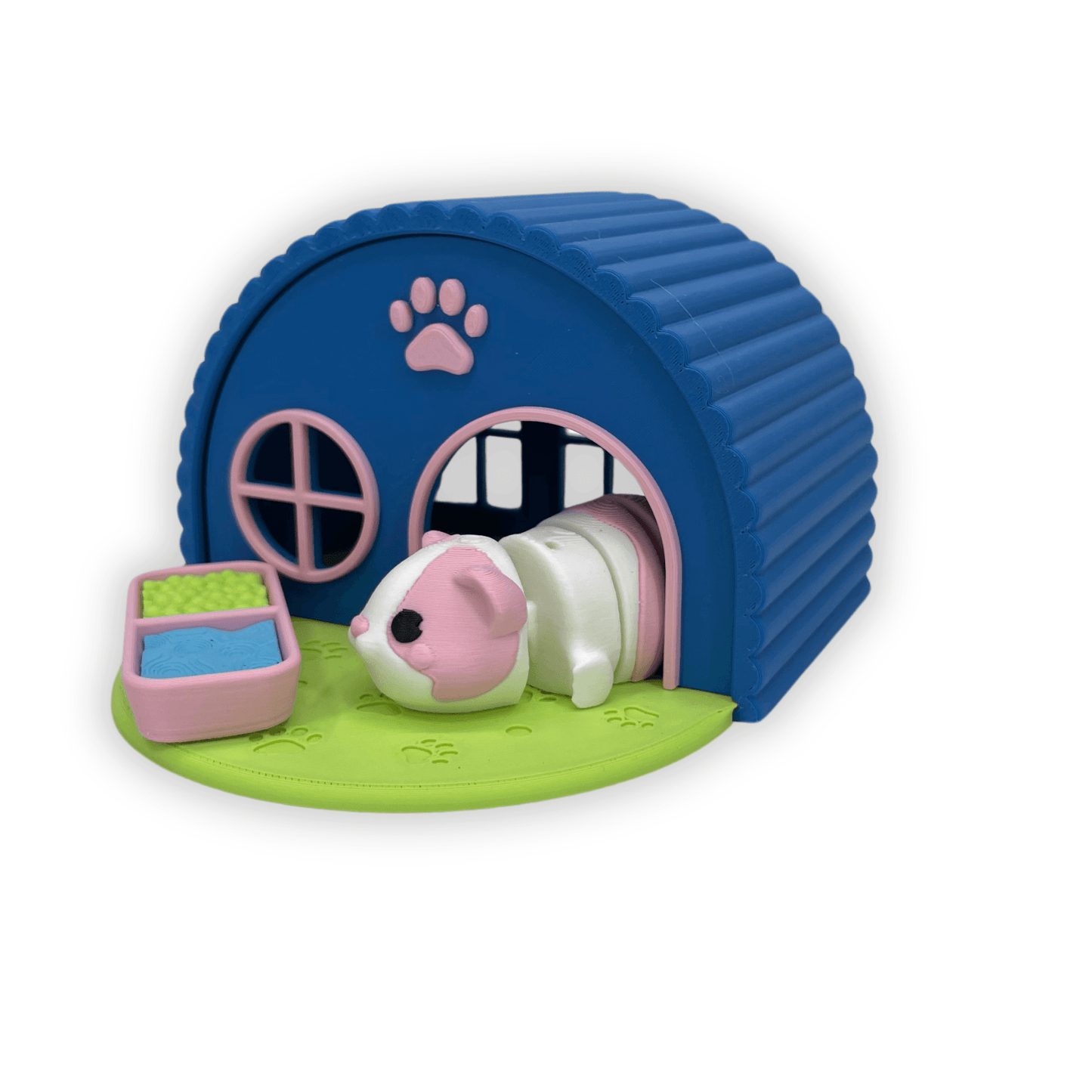 Hus med marsvin och matskål 3D-printad - Figurfabriken3D