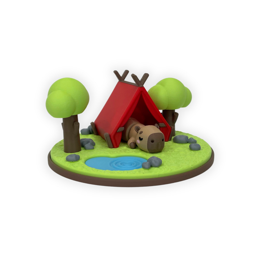 3D-printad Capybara i Campingmiljö