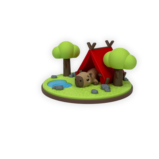 3D-printad Capybara i Campingmiljö