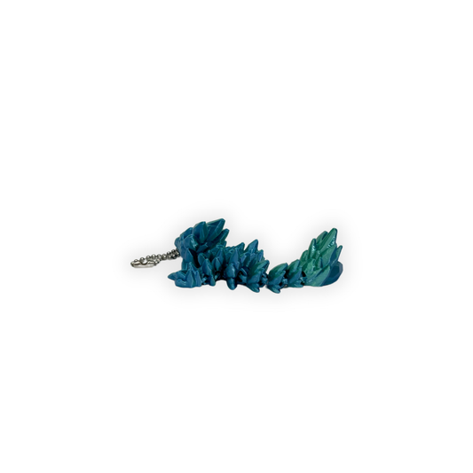 Nyckelring – Turkos gemstonedrake 3D printad