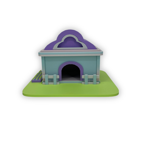 3D-printad hus – färgglad bondgårdsbyggnad för lek och samling