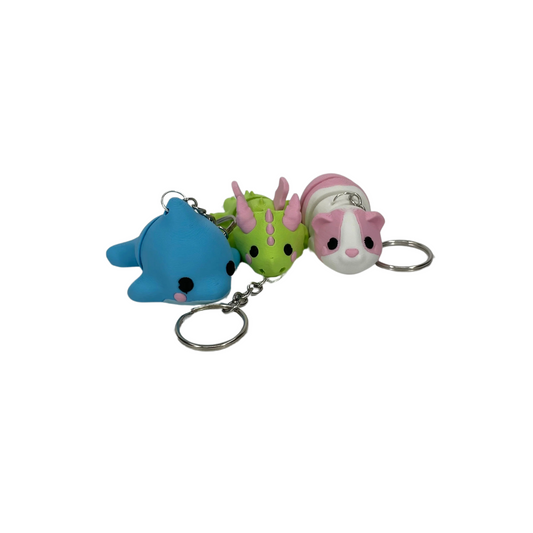 3-pack Nyckelringar – Delfin, Drake & Marsvin 3D-printade